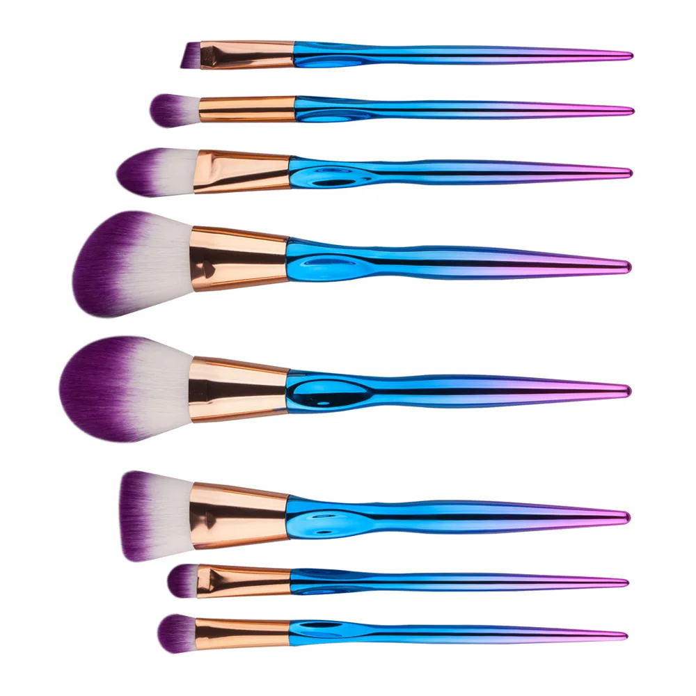 

GUJHUI 8pcs Rainbow Handle Easy to hold Makeup brushes Set Beauty Cosmetics Foundation Blush Make up Brush Kit