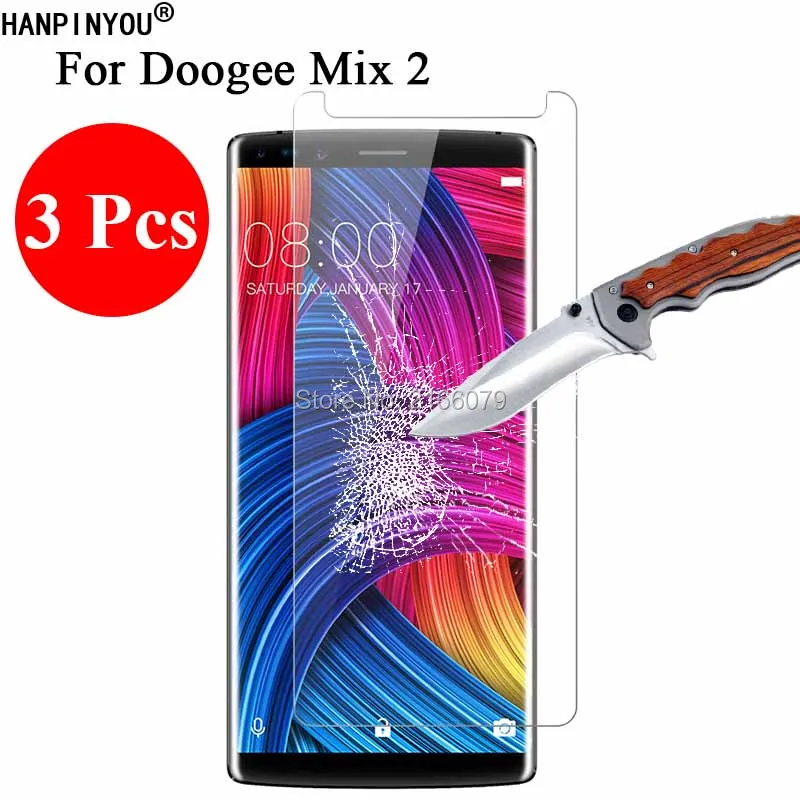 

3 Pcs/Lot New 9H 2.5D Tempered Glass Screen Protector For Doogee Mix 2 Mix2 5.99" Protective Film + Clean Tools