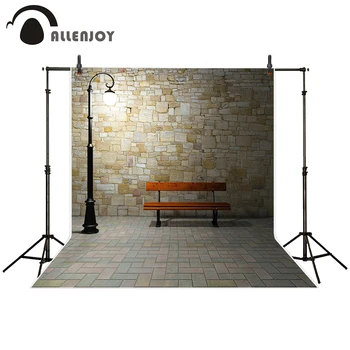 

Allenjoy photography backdrop City street stone wall Brick floor Chair light modern background photo studio camera fotografica