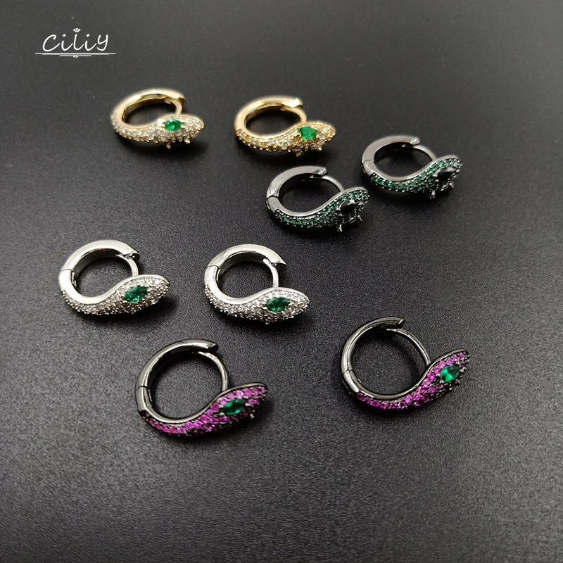 Ciliy Designer Earrings For Women Luxury Geometric Micro Inlay Zircon Snake Earrings Female Casual Trendy Drop Earring F891318FY