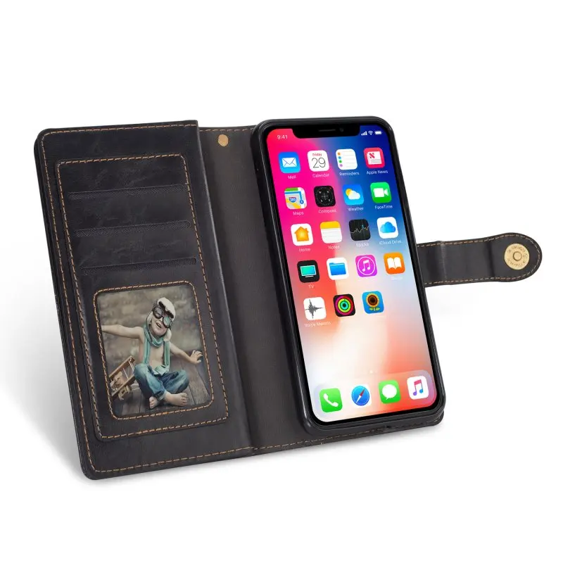 Wallet Case for iPhone XS Case Leather Vintage Flip Cover for iPhone 6 6s 7 8 Plus X XR XS Max Cases Card Holder Multi Function (25)