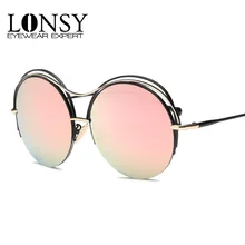 LONSY одежды круглые солнцезащитные очки для Для женщин Винтаж бренд дизайн металлические очки Для мужчин UV400 мужчины Сол DF718
