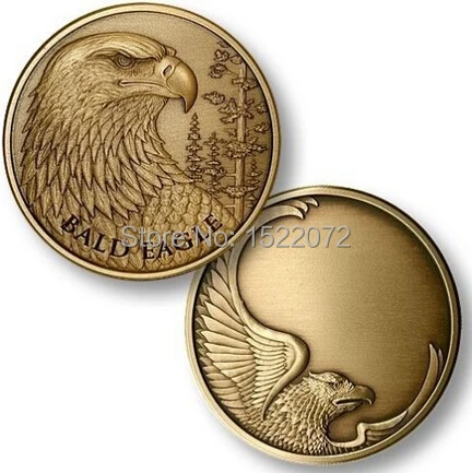 

High quality bald Eagle antique Bronze Engravable Medallion coin cheap custom made eagle coins hot sales metal antique coin