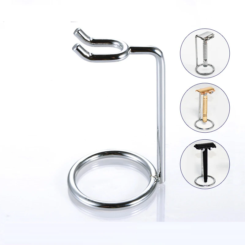 Men Razor Stand Shaving Stand Razor Base Support Holder Chromed Silver