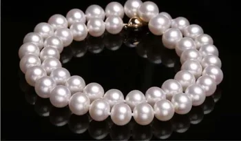 

Hot New 2 Strand 7-8mm +11mm White Akoya Pearl Necklace 48" AAA