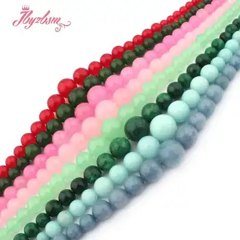 

6mm-14mm Smooth Round Beads Jades Stone Beads For DIY Woman Fashion Style Jewelry Making Necklace 18" Free Shipping