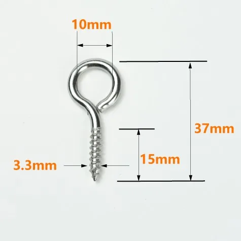 10 шт., 37 мм, болт для глаз, крюк, 304 нержавеющая сталь, винт для глаз, DIY, веревка, аксессуары, шурупы для дерева, ювелирные аксессуары