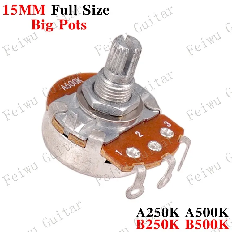 2 Pcs Full Size Short Split shaft 15mm ELectric Guitar Bass Volume Tone