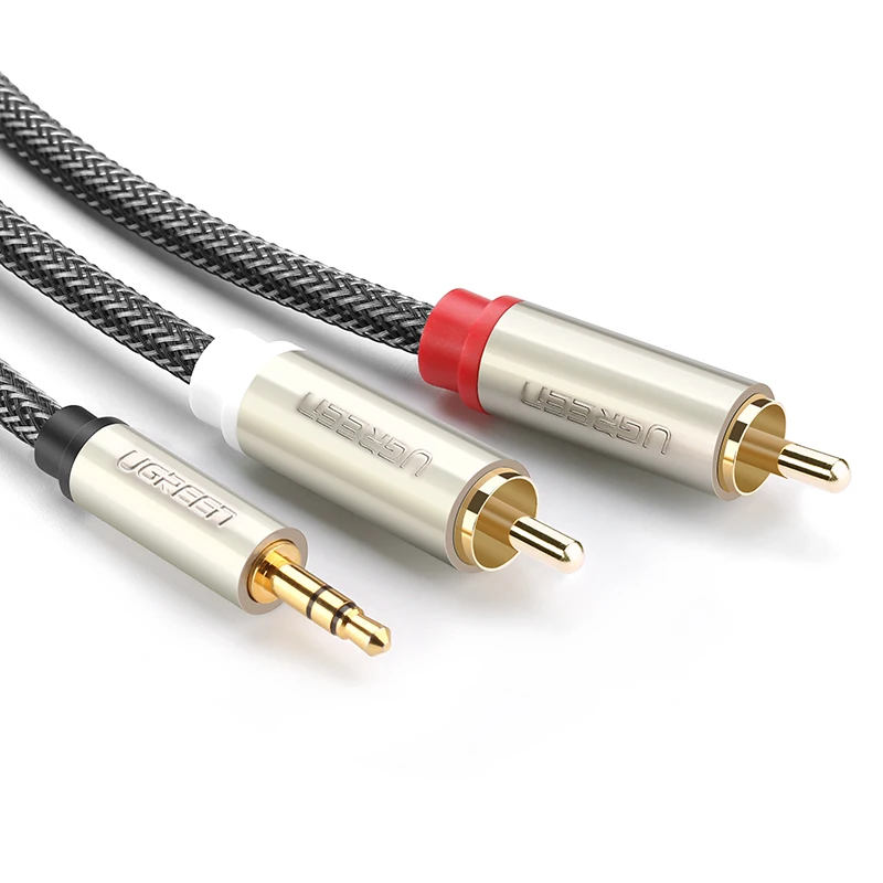 AV135 HIFI 3.5mm to 2 RCA Audio Cable Adapter RCA Jack Cables Male to Male Nylon Braided Aux