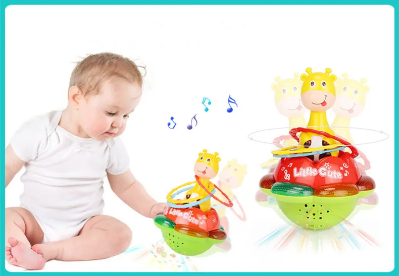 С легкой музыкой Жираф проекция Roly-Poly Doll Multifunctional Baby погремушки Раннее детство Образование Подарки для ребенка