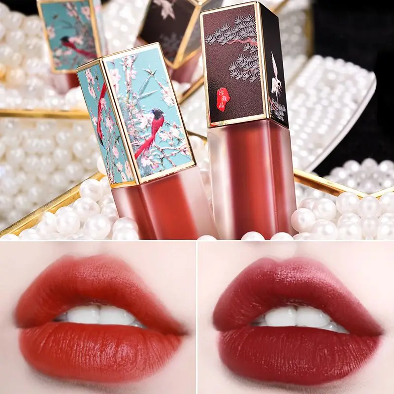 Chinese Style Palace Museum Lipstick Moisturizer Non-Sticking Cup Lip Stick Matte Waterproof Lip Stick Women Lips Makeup Gifts