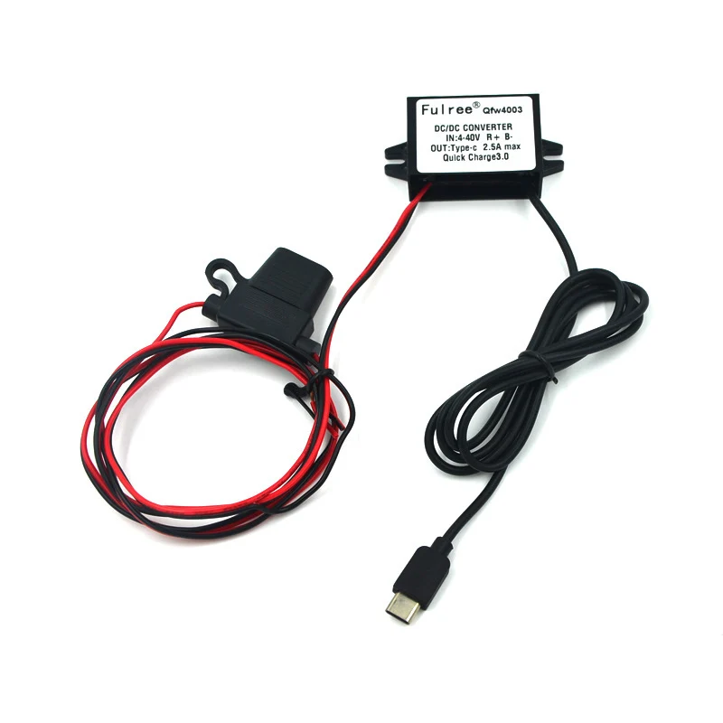 

DC/DC Converter Car Power Inverters 4-40V TO 3.7-12V/2.5A with Quick Charge 3.0 Type-C USB Cable