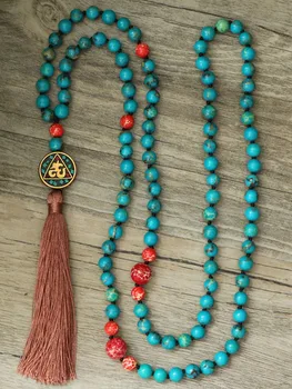 

EDOTHALIA Women Bead Necklace Blue Sea Sediment Imperial Natural Stone Handwoven Nepal Pendant Tassels Necklaces Bijoux
