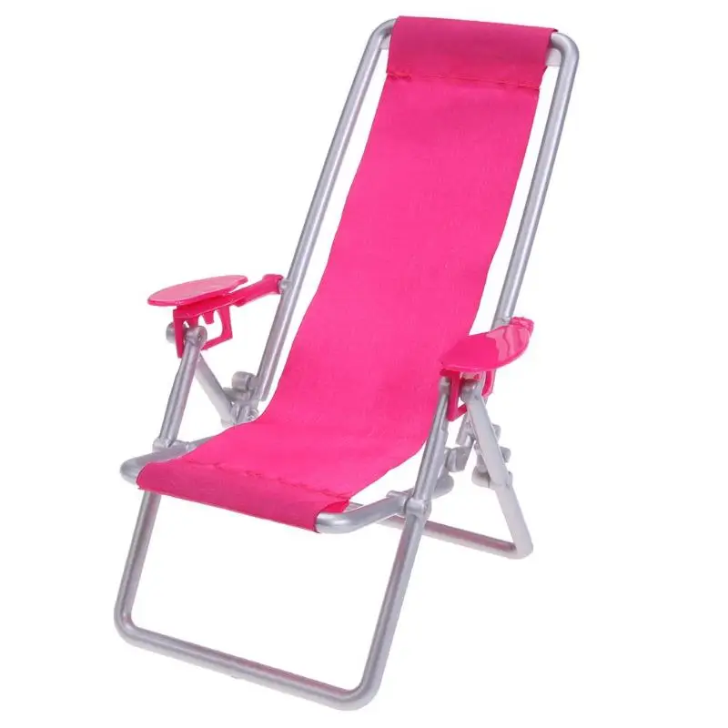 1 шт. Прекрасный ярко-розовый складной шезлонг 1:12 шезлонг пляжное кресло миниатюрная мебель для кукла для игры в дочки-матери аксессуары