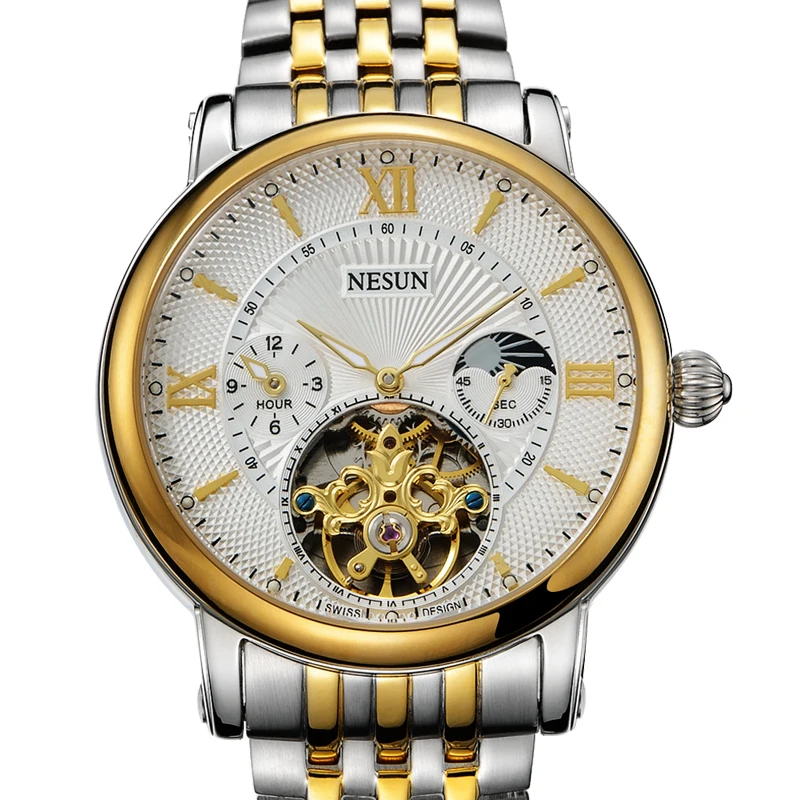 

Switzerland Nesun Hollow Tourbillon Watch Men Luxury Brand Automatic Mechanical Men's Watches Sapphire Waterproof clock N9091-5