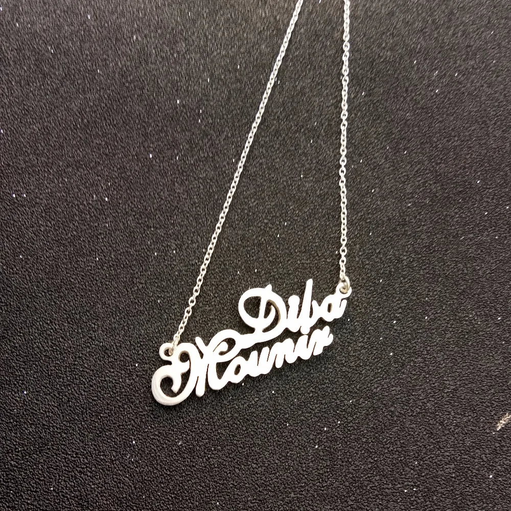 Solid Silver Double Name Pendant 