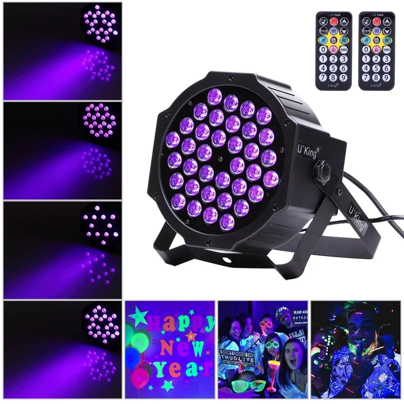

HENYNET U`King 36LED Stage Par UV Light DMX512 Sound Active with Two Remote Controls
