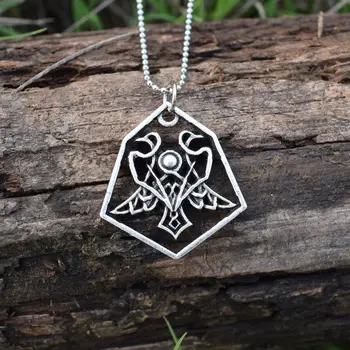 

Odin' Ravens Pendant Necklace Norse Mythology hexagon Huginn And Muninn Or Thought And Memory Amulet Talisman Necklaces 12pcs