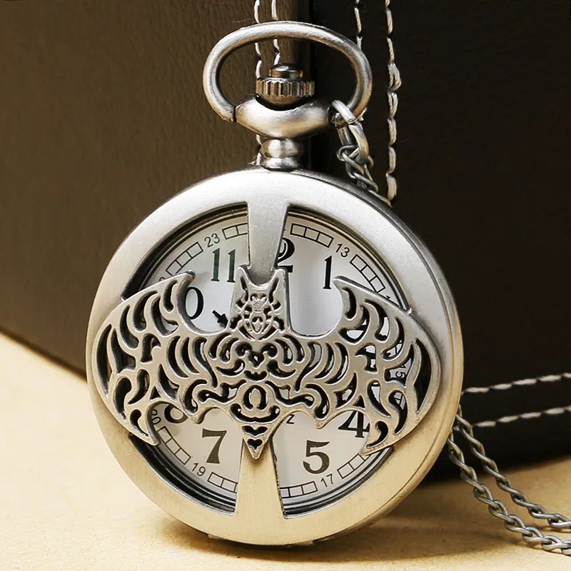 Для мужчин мальчик Античная Дизайн кварцевые стимпанк Бэтмен карманные часы Сеть Подвеска для подарка Модные полые Цепочки и ожерелья