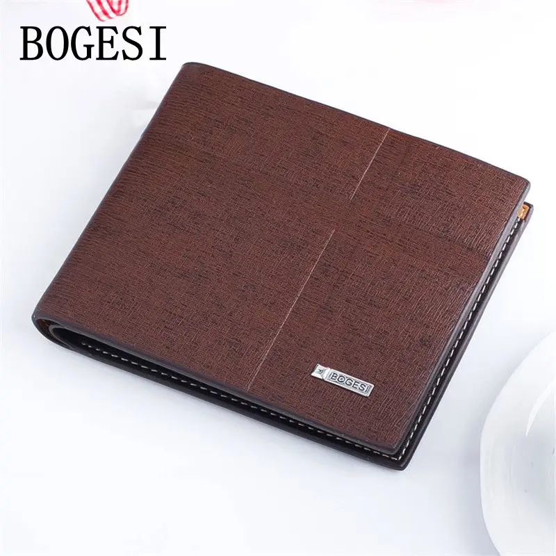 

BOGESI Casual Exposure Men's Wallet With Coin Pocket Small Short Stripes Men Wallets Soft surface Male Purse With Card Holder
