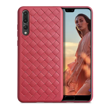 

50pcs Woven Pattern All-inclusive Soft TPU Leather Cover For Huawei P30 P20 Mate 20 X 10 Pro Ultra Slim Protective Skin Cases