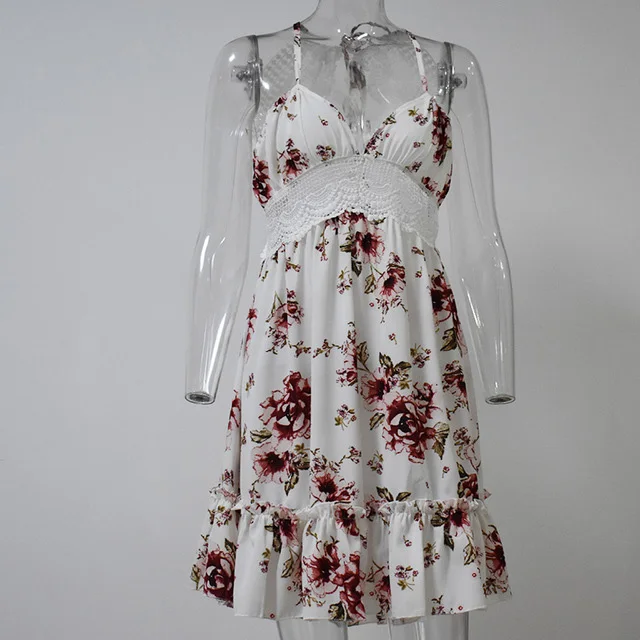 Aliexpress.com _ Buy 2018 Summer V neck sexy strap lace dress women boho beach ruffled dress streetwear backless short mini sundress female clothing from Reliable lace dress suppliers on litfun Official Store - 1 (3)
