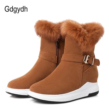 

Gdgydh Flats Winter Shoes Ankle Boots For Women 100% Real Fur Warm Cotton Ladies Shoes 2018 New Arrival Flat Heel Snow Boots Zip
