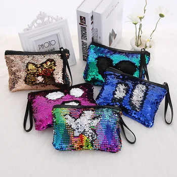 

Mermaid Sequins Pencil bag Fashion Women Girls Sequins Mermaid Glitter Handbag Make-up Clutch Bag Wallet Purse