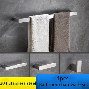 

4 Pcs Black Bathroom Hardawre Accessories Set 24-inch Towel Bar Toilet Paper Holder Towel Ring Robe Hook Brushed Stainless Steel