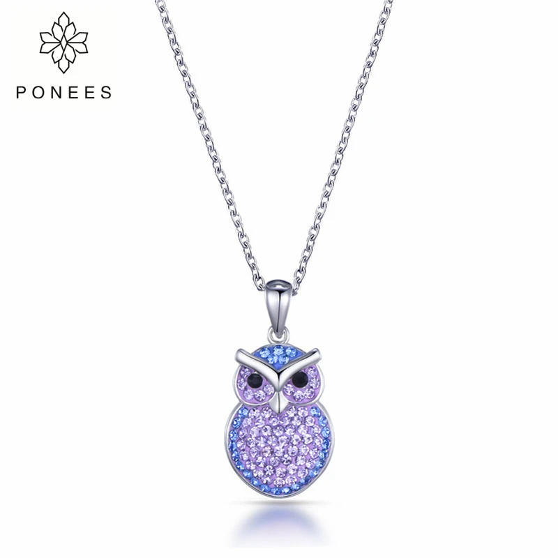 

PONEES Crystal Rhinestone Owl Design Pendant Necklace Jewelry For Women Dropshipping