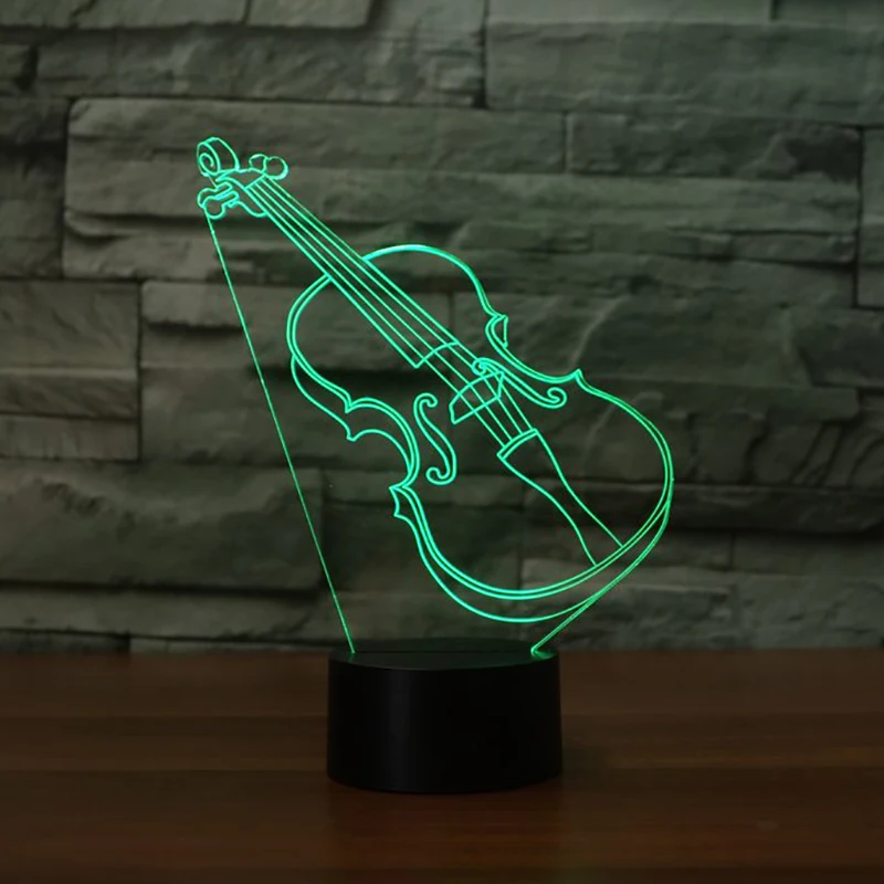 

LED Violin Modelling 3D Table Desk Lamp USB 7 Colors Changing Musical Instruments NightLight Kids Sleep Lighting Gift Home Decor