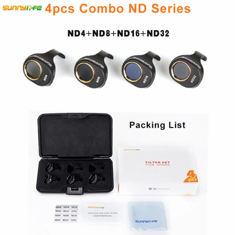 Фильтр для объектива камеры Sunnylife Spark Gimbal Combo ND4 ND8 ND16 ND32 MCUV CPL Для HD прозрачного