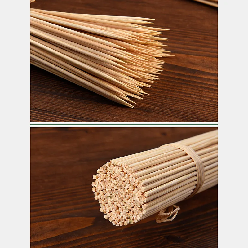Newly Sturdy Bamboo Skewer Sticks BBQ Fruit Shish Kebab Natural Wood 25cm Sticks Barbecue Stick