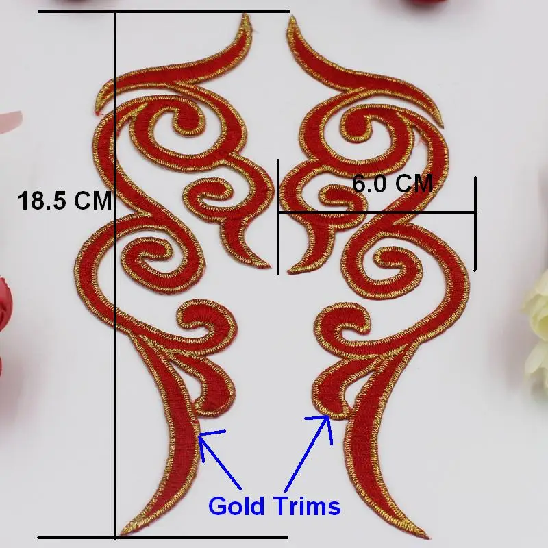 YACKALASI, 5 пар, Золотая вышитая аппликация, 3D цветок, кружевные нашивки, горячая фиксация, железо на зеркале, пар, косплей, костюм 5*17,7 см, сделай сам