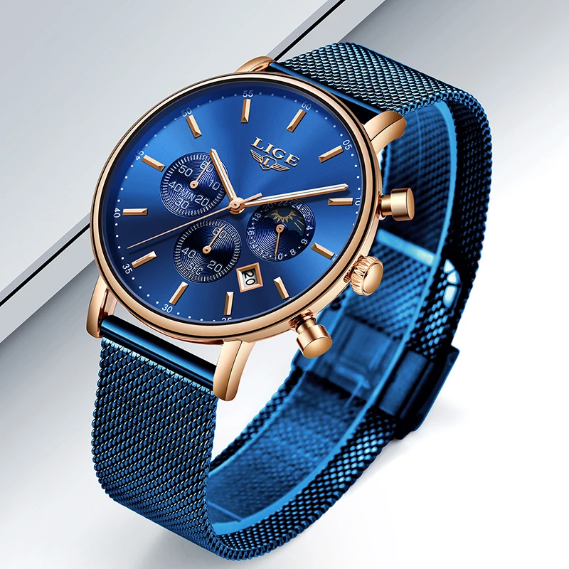 Новые женские подарочные часы LIGE модные брендовые кварцевые наручные часы женские роскошные часы из розового золота Женские часы Relogio Feminino