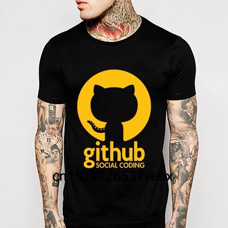 Github футболка Новое поступление с рисунком для мужчин коротким рукавом забавные