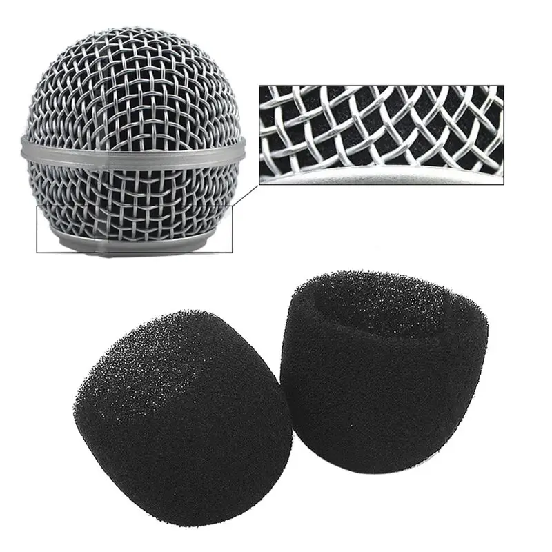 Black Round Ball Shape Microphone Cap Windscreen Grill Inner Foams