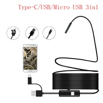 

1080P Type-C Android PC Endoscope Camera Inspection Endoscope Semi Rigid 1m 2m 3.5m 5m Cable Led Light Waterproof Borescope