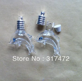 

100pcs Dolphins glass Vial Pendant Rubber Seal Mental Cap DIY charm pendant