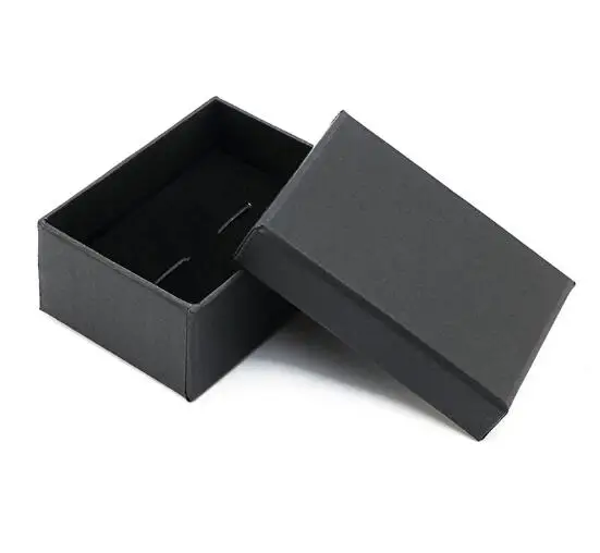 

100pcs/lot Black Rectangle Cufflinks Box Simple Design Cuff Links Carrying Case Gift Boxes Cufflinks Packing Jewelry Package