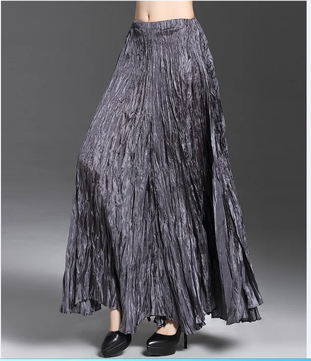 Высокая талия Miyazaki складки Женская miyak юбка сплошной цвет большой размер Женская мода хипстеры длинная качающаяся длинная юбка Vestidos - Цвет: c1