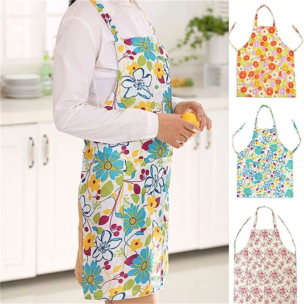 

High-quality Proof Dust Waterproof Kitchen Aprons Home Cooking Baking Art Restaurant Women Household Sleeveless Flower Print