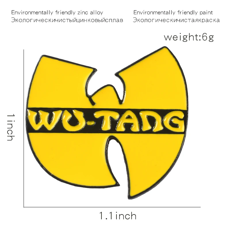 Хип-Хоп Группа Эмаль Булавка желтый логотип старой школы Броши у Тан кунг-фу Нагрудный значок классный подарок для любителей музыки