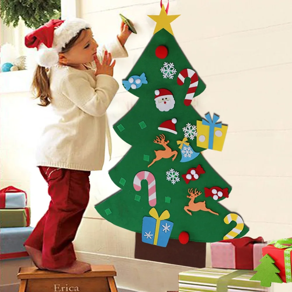 OurWarm DIY войлочные вечерние елочные принадлежности Новогоднее украшение подарки для детей искусственное дерево настенные подвесные украшения