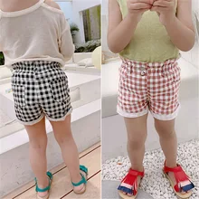 Летняя одежда для маленьких девочек г., детские клетчатые шорты для маленьких девочек, штаны детская одежда