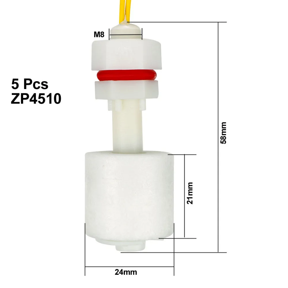 UXCELL New Arrival 5pcs ZP4510 Liquid Water Level Sensor Vertical Float Switches 58mm Line 36CM