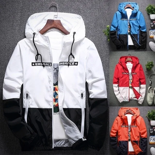 

ZOGAA 2019 Spring Autumn Bomber Hooded Jackets Men Casual Slim Patchwork Windbreaker Jacket Male Outwear Hooded Coats