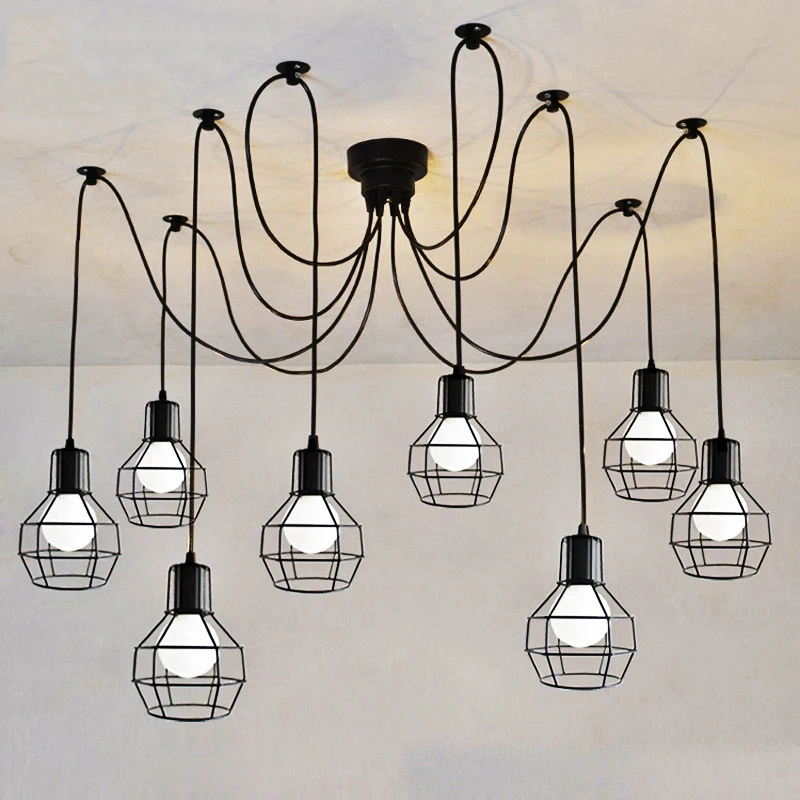 Us 144 97 21 Off 6 Arms Vintage Industrial Nordic Chandelier Edison Bulb Loft Retro Ceiling Pendant Lamp Spider Indoor Art Lights Dining Lamps In