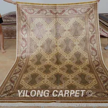 Yilong 5,5x" ковер ручной работы прямоугольник бежевый hand made чистого шелка, ковры(1110