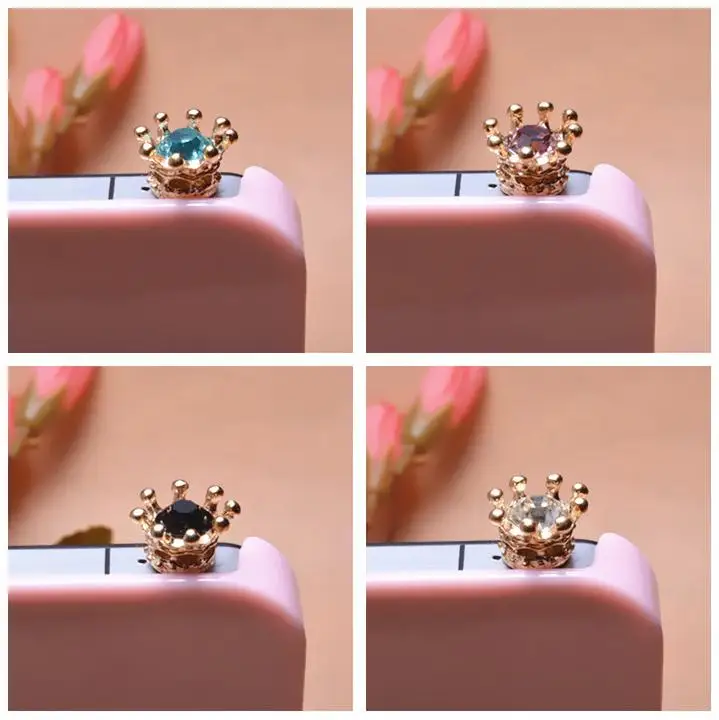 luxury Crown Crystal Rhinestones dust plug fashion phone accessories nice earphone plug Cellphone Charms luxury Crown Crystal Rhinestones dust plug fashion phone accessories nice earphone plug Cellphone Charms